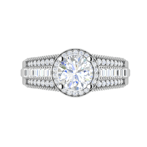 Jewelove™ Rings J VS / Women's Band only 0.50cts Solitaire Halo Diamond Split Shank Platinum Ring JL PT TRG130020