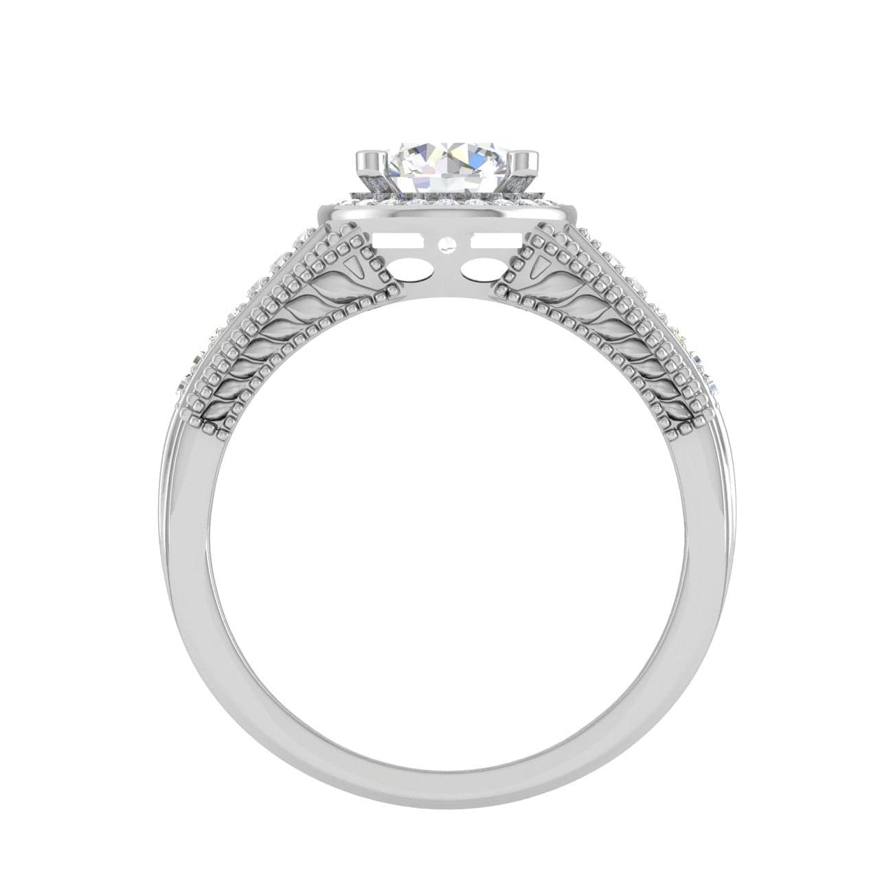 Jewelove™ Rings J VS / Women's Band only 0.50cts Solitaire Halo Diamond Split Shank Platinum Ring JL PT TRG130020