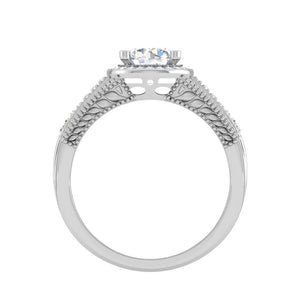 Jewelove™ Rings J VS / Women's Band only 0.50cts Solitaire Halo Diamond Split Shank Platinum Ring JL PT TRG130020