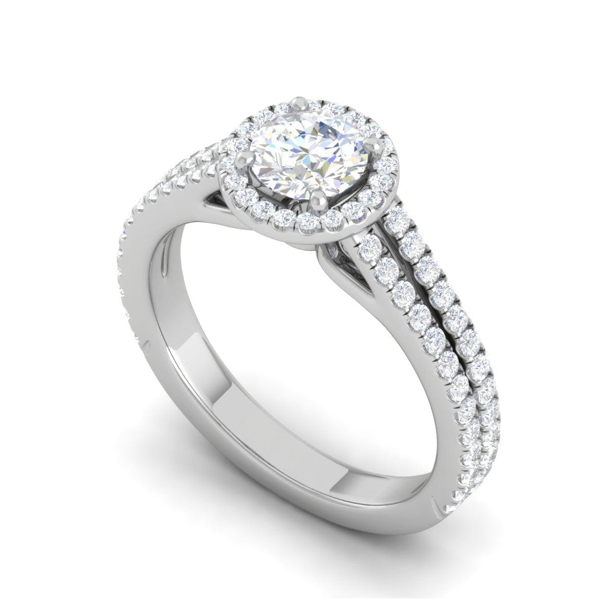 Jewelove™ Rings J VS / Women's Band only 0.50cts Solitaire Halo Diamond Split Shank Platinum Ring JL PT WB5565E