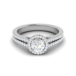 Jewelove™ Rings J VS / Women's Band only 0.50cts Solitaire Halo Diamond Split Shank Platinum Ring JL PT WB5565E