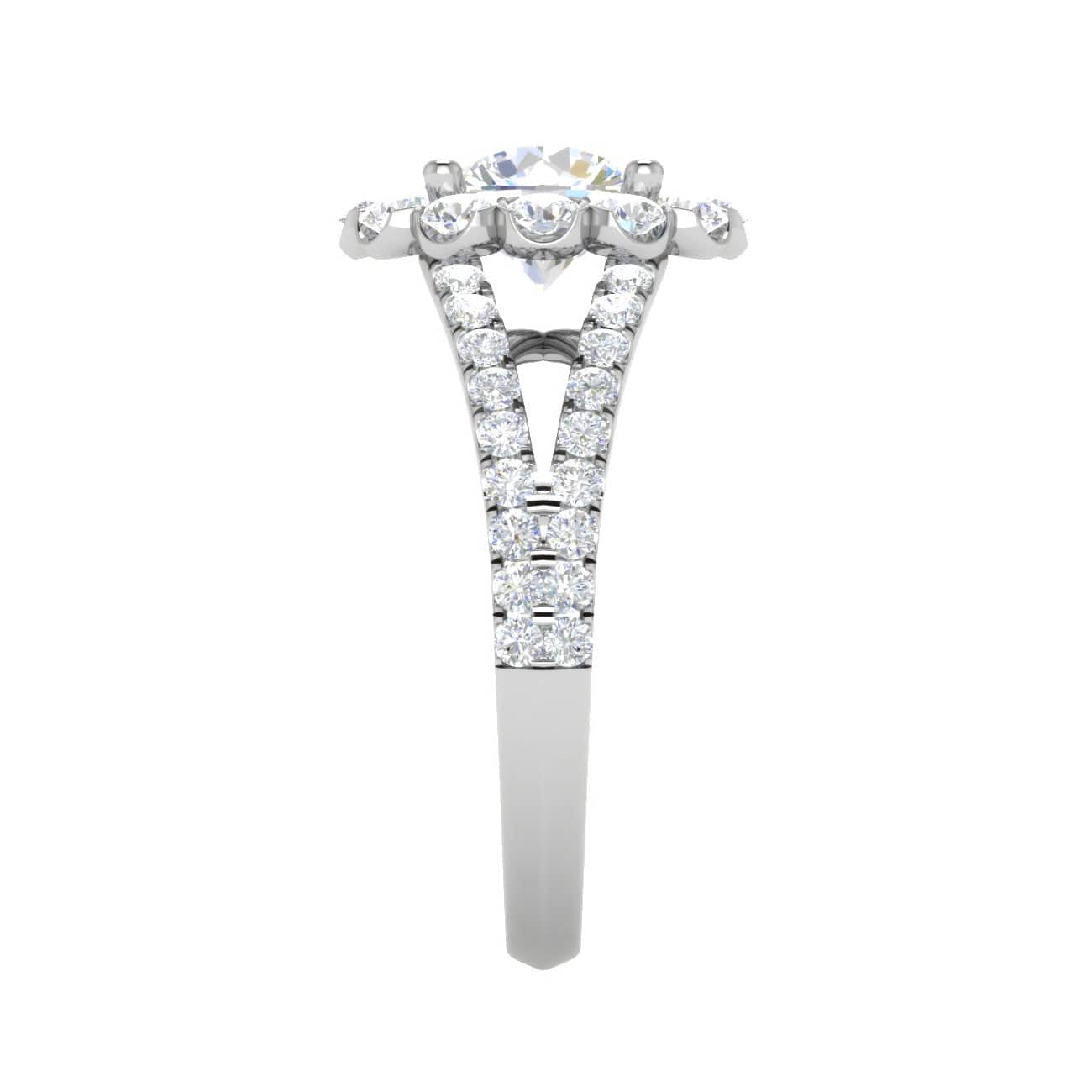 Jewelove™ Rings J VS / Women's Band only 0.50cts Solitaire Halo Diamond Split Shank Platinum Ring JL PT WB5798E