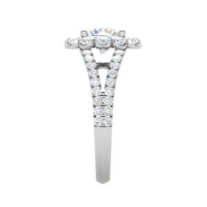 Jewelove™ Rings J VS / Women's Band only 0.50cts Solitaire Halo Diamond Split Shank Platinum Ring JL PT WB5798E