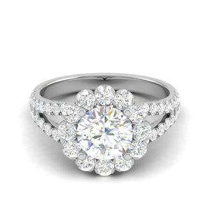 Jewelove™ Rings J VS / Women's Band only 0.50cts Solitaire Halo Diamond Split Shank Platinum Ring JL PT WB5798E