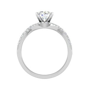 Jewelove™ Rings J VS / Women's Band only 0.50cts Solitaire Halo Diamond Split Shank Platinum Ring JL PT WB5917E