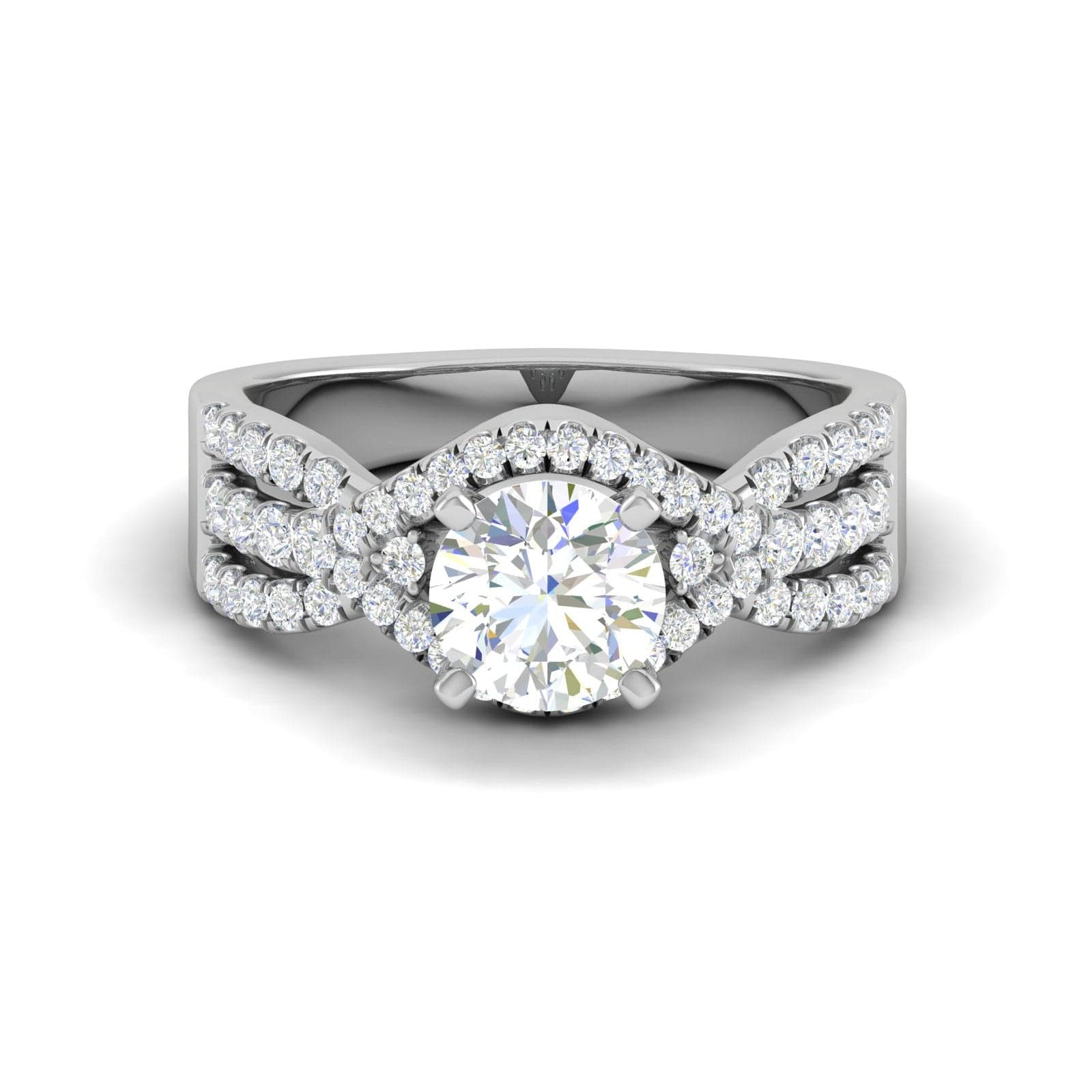 Jewelove™ Rings J VS / Women's Band only 0.50cts Solitaire Halo Diamond Split Shank Platinum Ring JL PT WB5917E