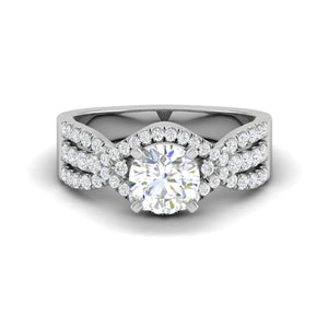 Jewelove™ Rings J VS / Women's Band only 0.50cts Solitaire Halo Diamond Split Shank Platinum Ring JL PT WB5917E