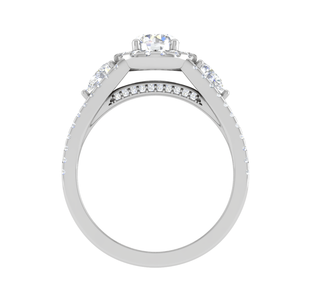 Jewelove™ Rings J VS / Women's Band only 0.50cts Solitaire Halo Diamond Split Shank with Pear Diamond Platinum Ring JL PT R3 RD 152