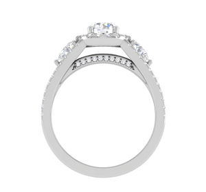 Jewelove™ Rings J VS / Women's Band only 0.50cts Solitaire Halo Diamond Split Shank with Pear Diamond Platinum Ring JL PT R3 RD 152