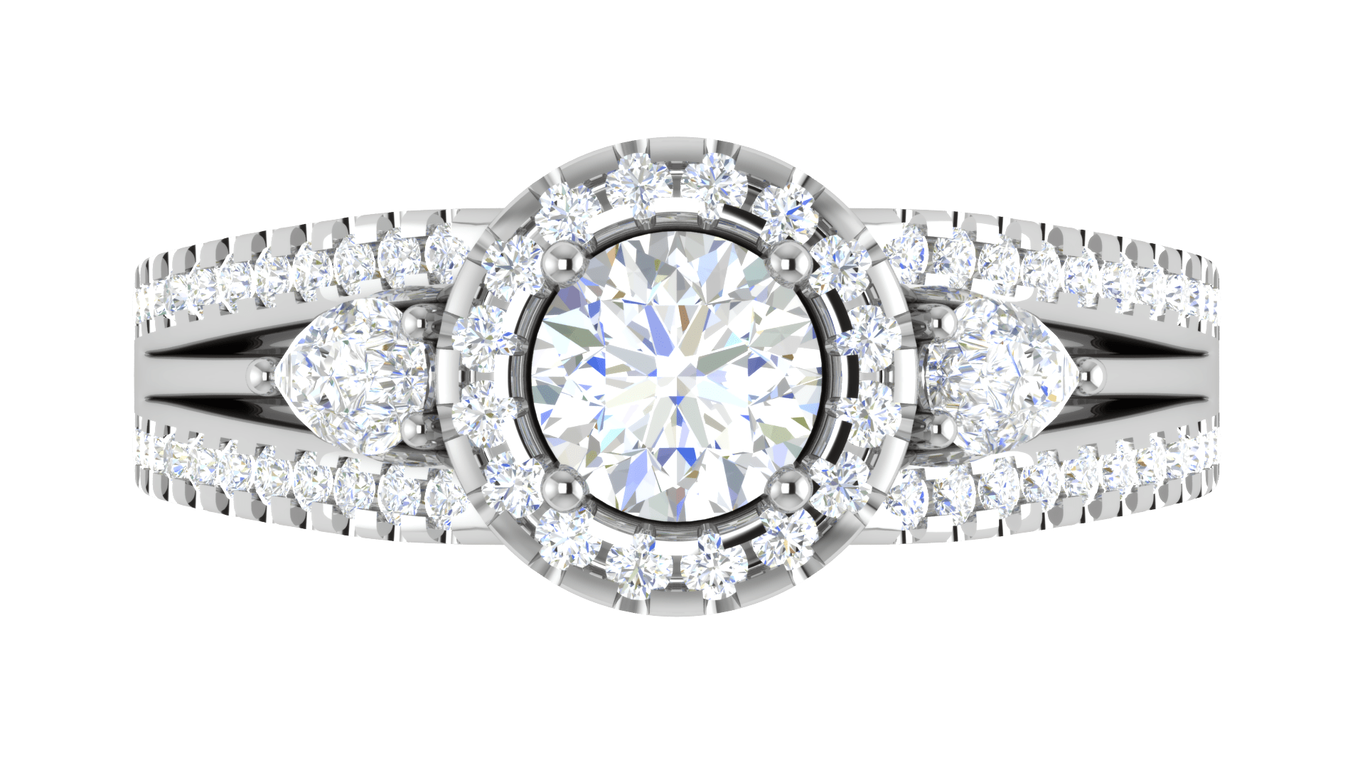 Jewelove™ Rings J VS / Women's Band only 0.50cts Solitaire Halo Diamond Split Shank with Pear Diamond Platinum Ring JL PT R3 RD 152