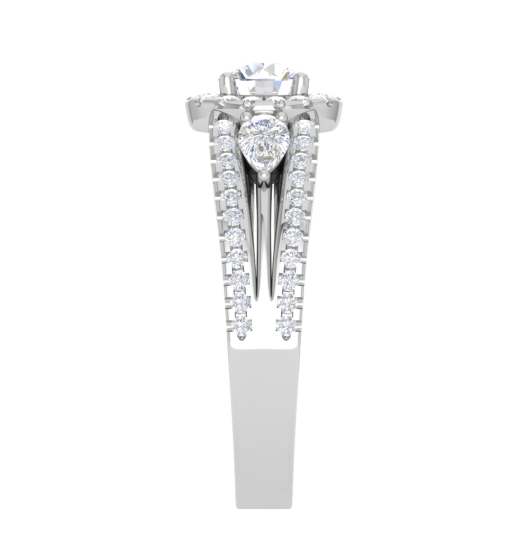 Jewelove™ Rings J VS / Women's Band only 0.50cts Solitaire Halo Diamond Split Shank with Pear Diamond Platinum Ring JL PT R3 RD 152