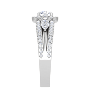 Jewelove™ Rings J VS / Women's Band only 0.50cts Solitaire Halo Diamond Split Shank with Pear Diamond Platinum Ring JL PT R3 RD 152