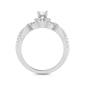 Jewelove™ Rings J VS / Women's Band only 0.50cts Solitaire Halo Diamond Twisted Shank Platinum Engagement Ring JL PT R-76