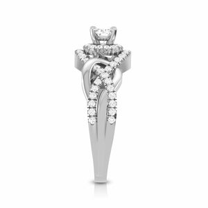 Jewelove™ Rings J VS / Women's Band only 0.50cts Solitaire Halo Diamond Twisted Shank Platinum Engagement Ring JL PT R-76