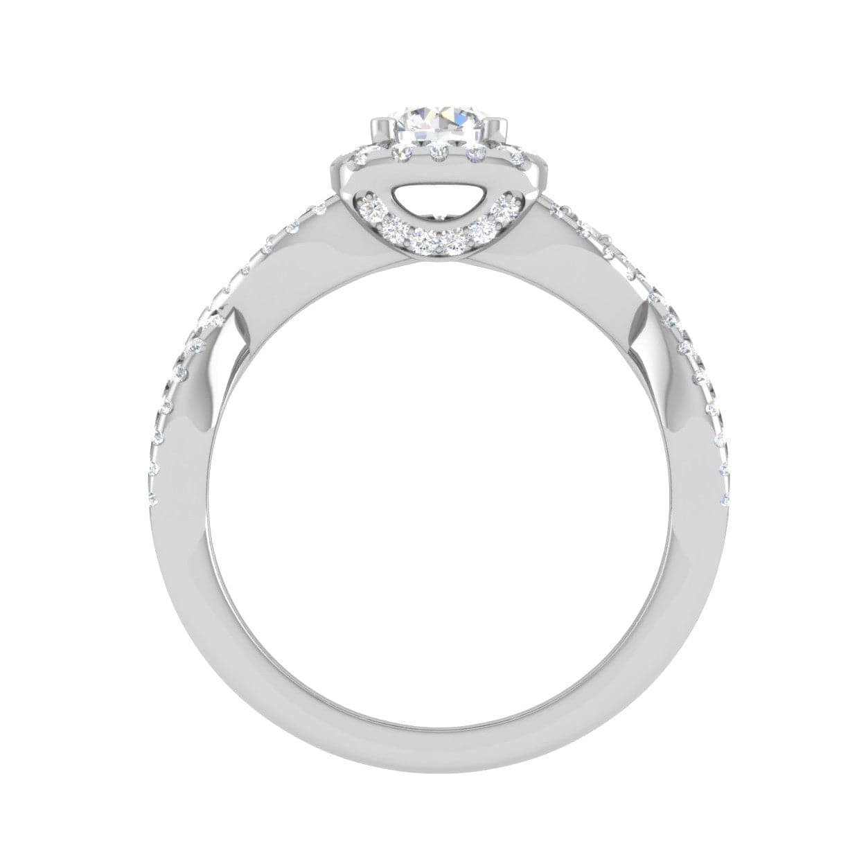 Jewelove™ Rings J VS / Women's Band only 0.50cts Solitaire Halo Diamond Twisted Shank Platinum Ring JL PT RV RD 163