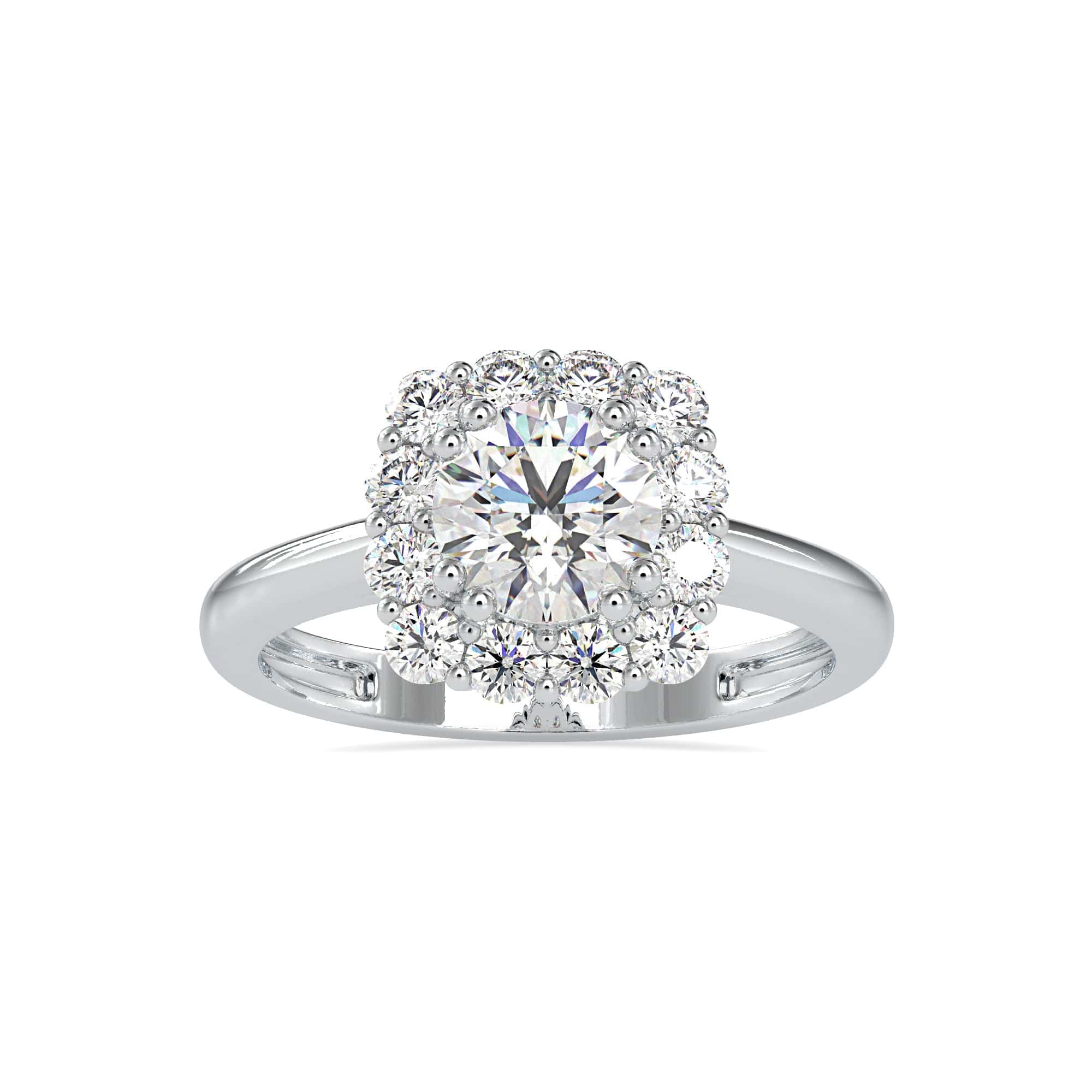 Jewelove™ Rings Women's Band only / VS J 0.50cts. Solitaire Platinum Diamond Halo Engagement Ring JL PT 0148