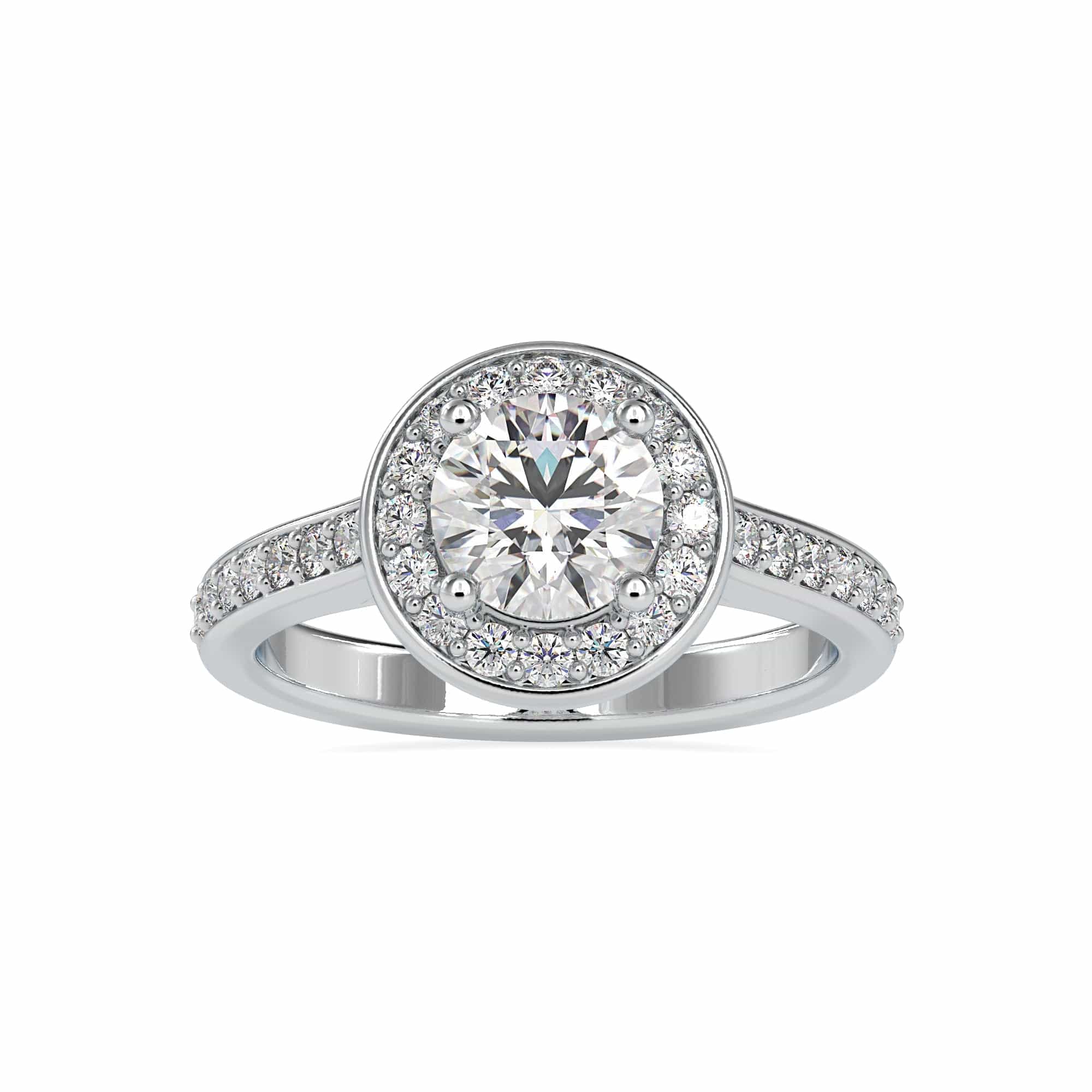 Jewelove™ Rings Women's Band only / VS J 0.50cts. Solitaire Platinum Diamond Halo Shank Engagement Ring JL PT 0070-A