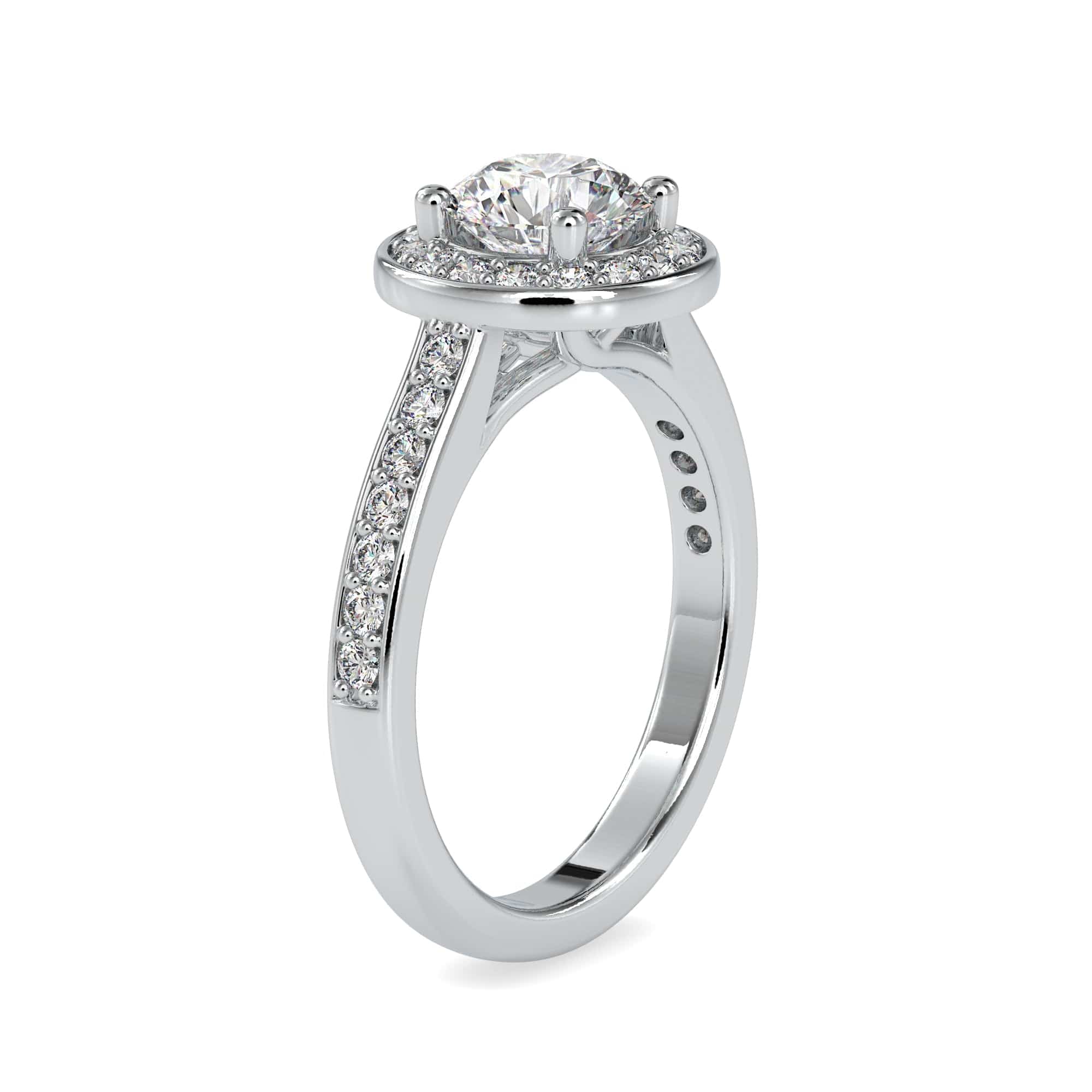 Jewelove™ Rings Women's Band only / VS J 0.50cts. Solitaire Platinum Diamond Halo Shank Engagement Ring JL PT 0070-A