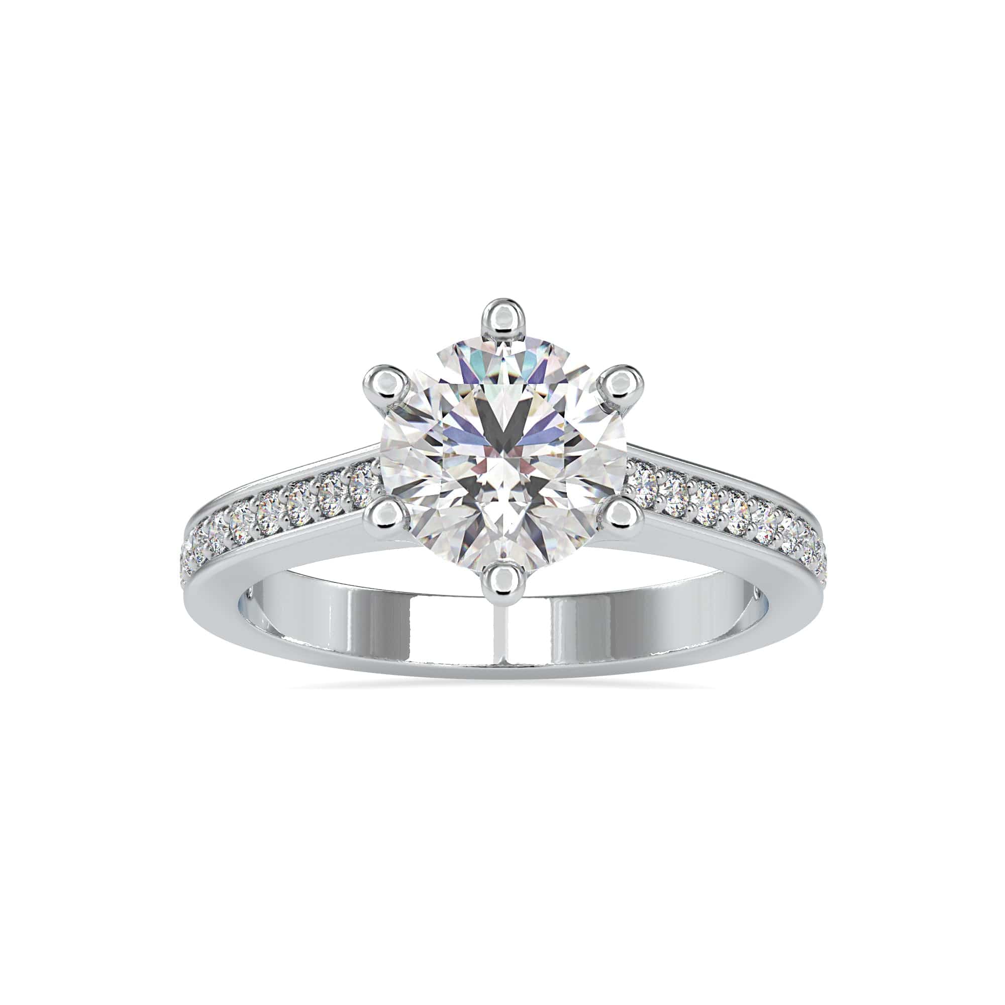 Jewelove™ Rings VS J / Women's Band only 0.50cts. Solitaire Platinum Diamond Shank Engagement Ring JL PT 0023