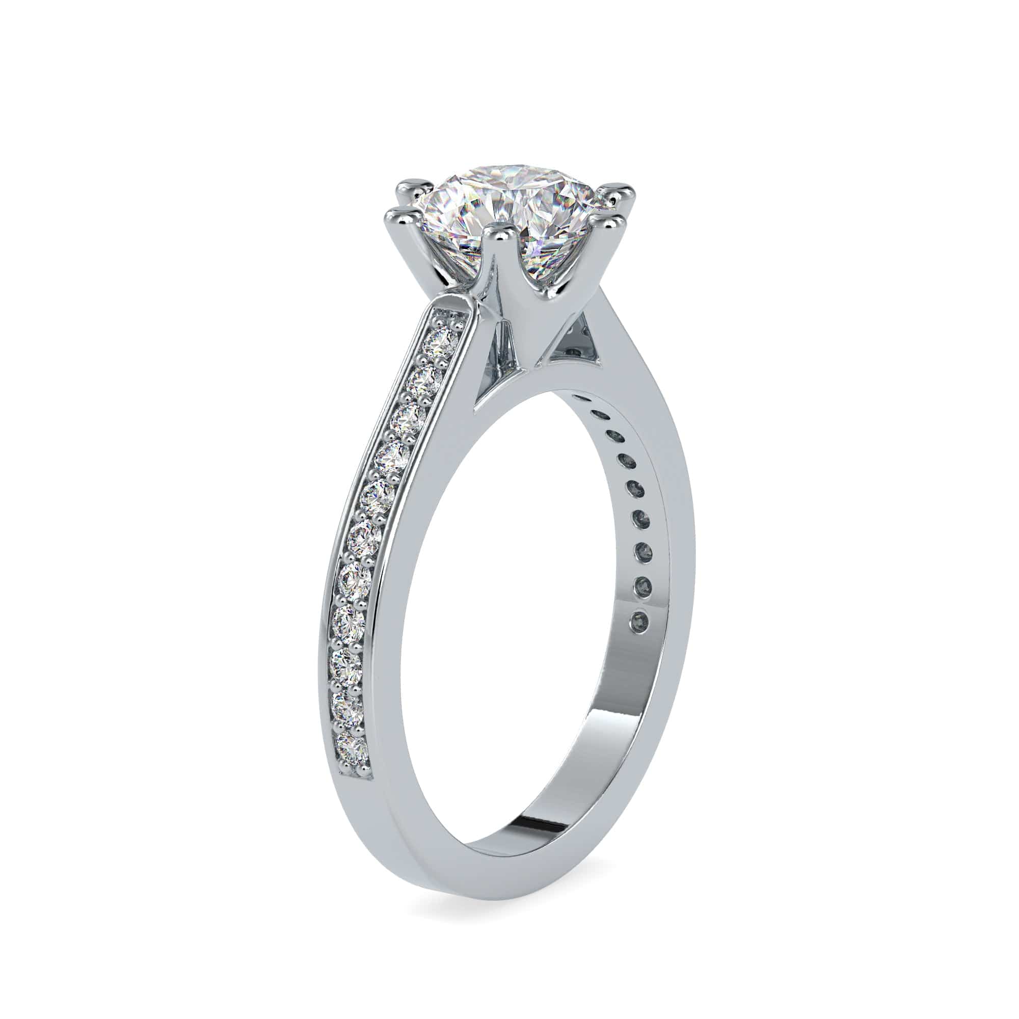 Jewelove™ Rings VS J / Women's Band only 0.50cts. Solitaire Platinum Diamond Shank Engagement Ring JL PT 0023