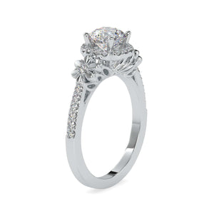 Jewelove™ Rings Women's Band only / VS J 0.50cts. Solitaire Platinum Halo Diamond Shank Engagement Ring JL PT 0047-A