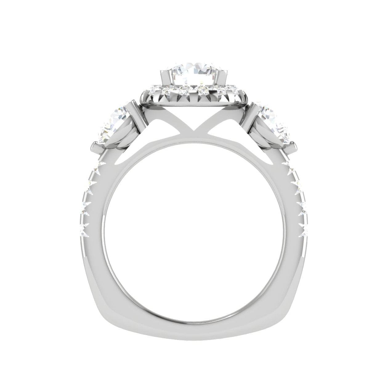 Jewelove™ J VS / Women's Band only 0.50cts Solitaire Platinum Halo Diamond Shank Ring JL PT REHS1603