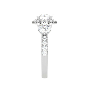 Jewelove™ J VS / Women's Band only 0.50cts Solitaire Platinum Halo Diamond Shank Ring JL PT REHS1603