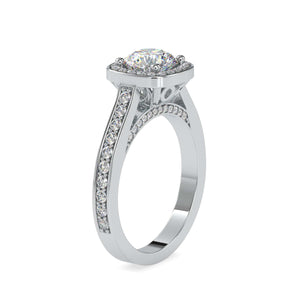 Jewelove™ Rings Women's Band only / VS J 0.50cts. Solitaire Platinum Single Halo Diamond Shank Engagement Ring JL PT 0097