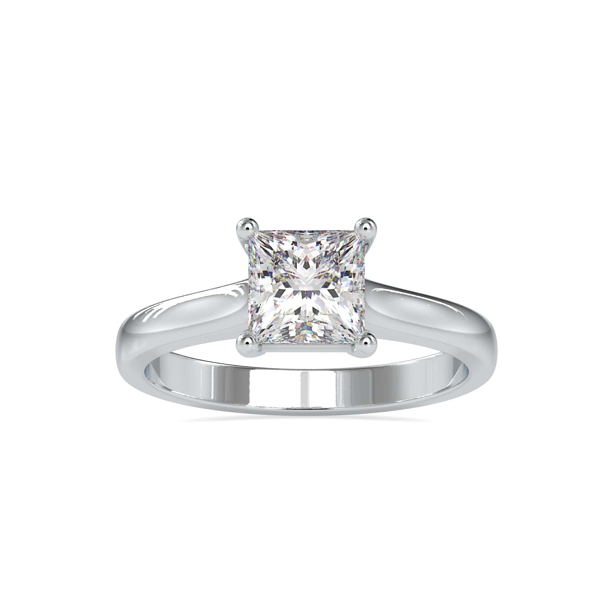 Jewelove™ Rings VS I / Women's Band only 0.50cts. Solitaire Princess Cut Diamond Platinum Engagement Ring JL PT 0013