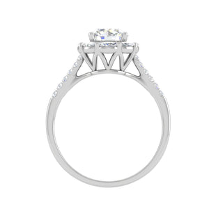 Jewelove™ Rings J VS / Women's Band only 0.50cts Solitaire with Marquise Halo Diamond Shank Platinum Ring JL PT WB5928E