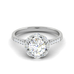 Jewelove™ Rings J VS / Women's Band only 0.50cts Solitaire with Marquise Halo Diamond Shank Platinum Ring JL PT WB5928E