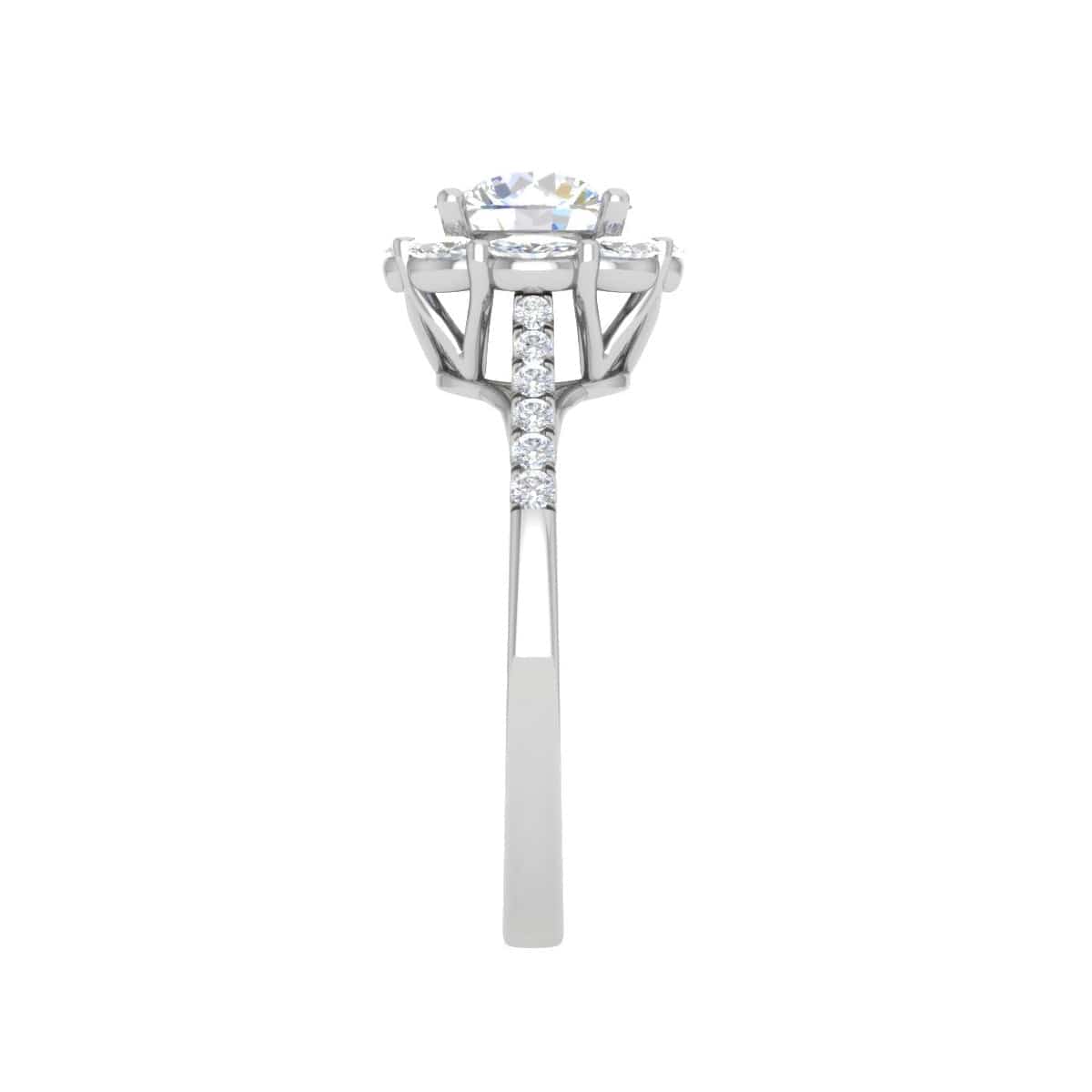 Jewelove™ Rings J VS / Women's Band only 0.50cts Solitaire with Marquise Halo Diamond Shank Platinum Ring JL PT WB5928E