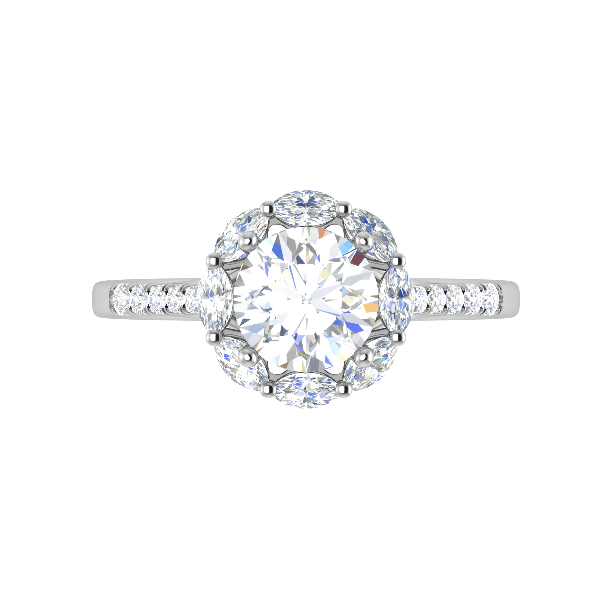 Jewelove™ Rings J VS / Women's Band only 0.50cts Solitaire with Marquise Halo Diamond Shank Platinum Ring JL PT WB5928E