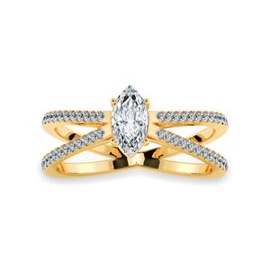 Jewelove™ Rings Women's Band only / VS I 0.50ts. Marquise Cut Solitaire Diamond Split Shank 18K Yellow Gold Ring JL AU 1176Y-A