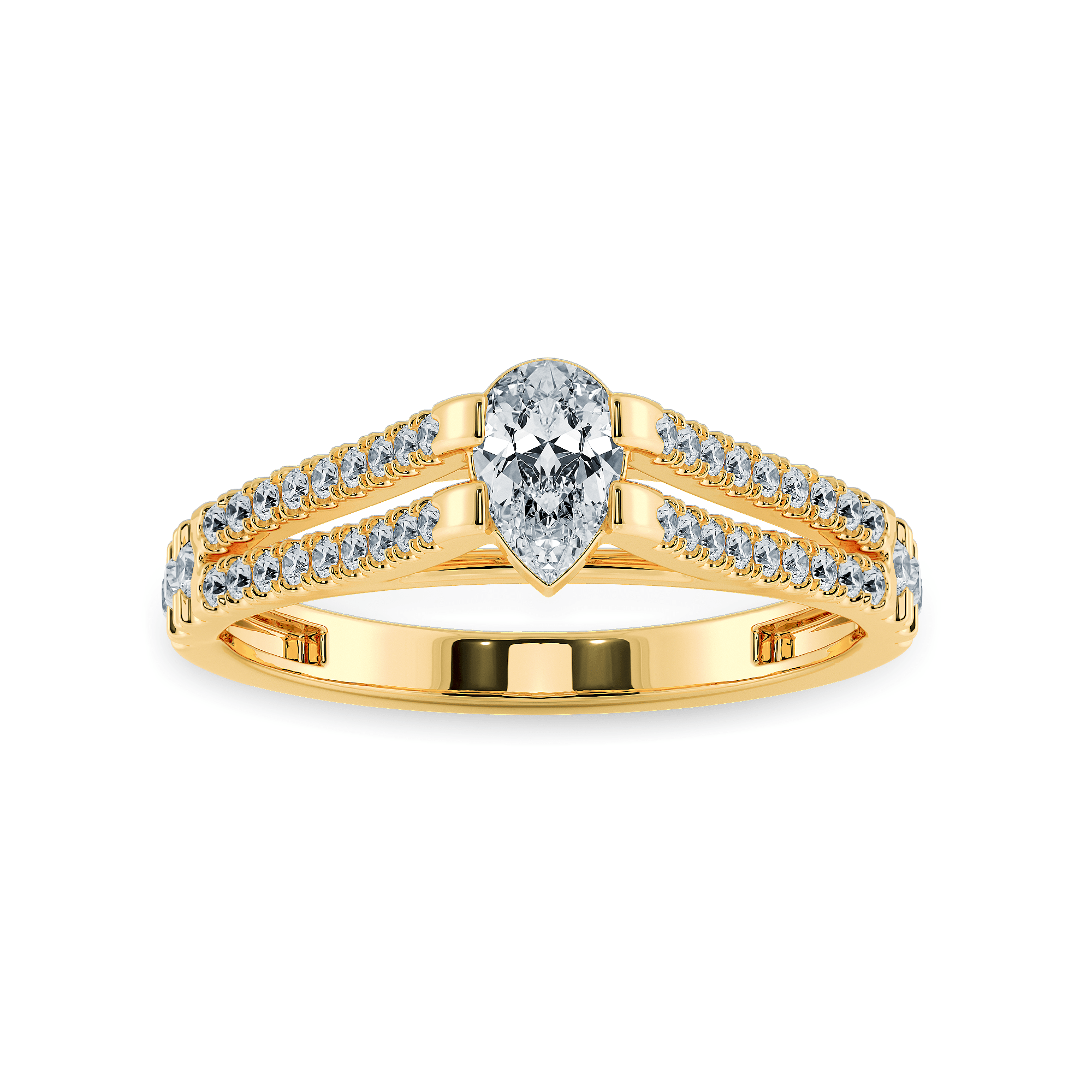 Jewelove™ Rings Women's Band only / VS I 0.50ts. Pear Cut Solitaire Diamond Split Shank 18K Yellow Gold Ring JL AU 1183Y-A