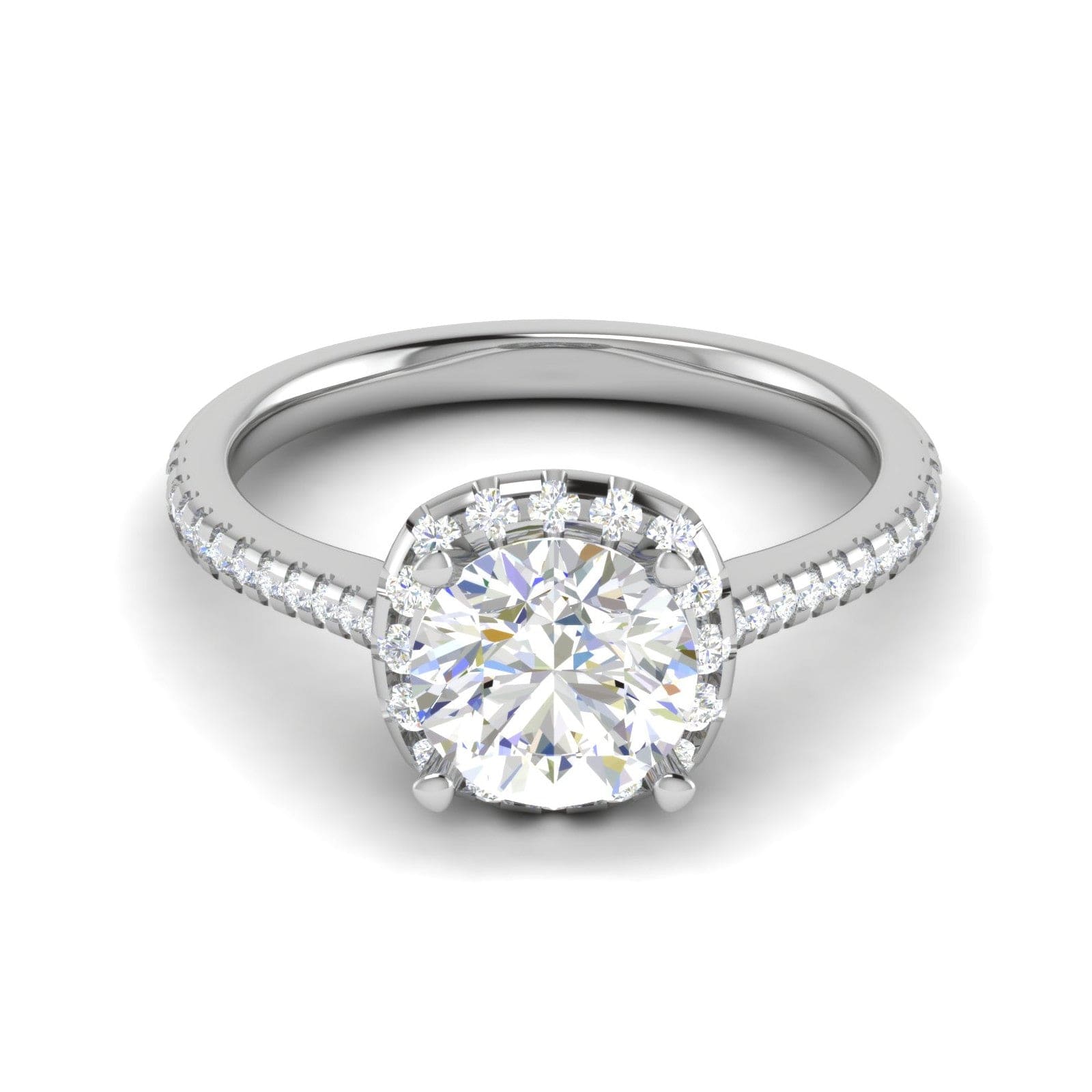 Jewelove™ Rings VS J / Women's Band only 0.50ts Solitaire Halo Diamond Shank Platinum Ring JL PT REHS1480-A