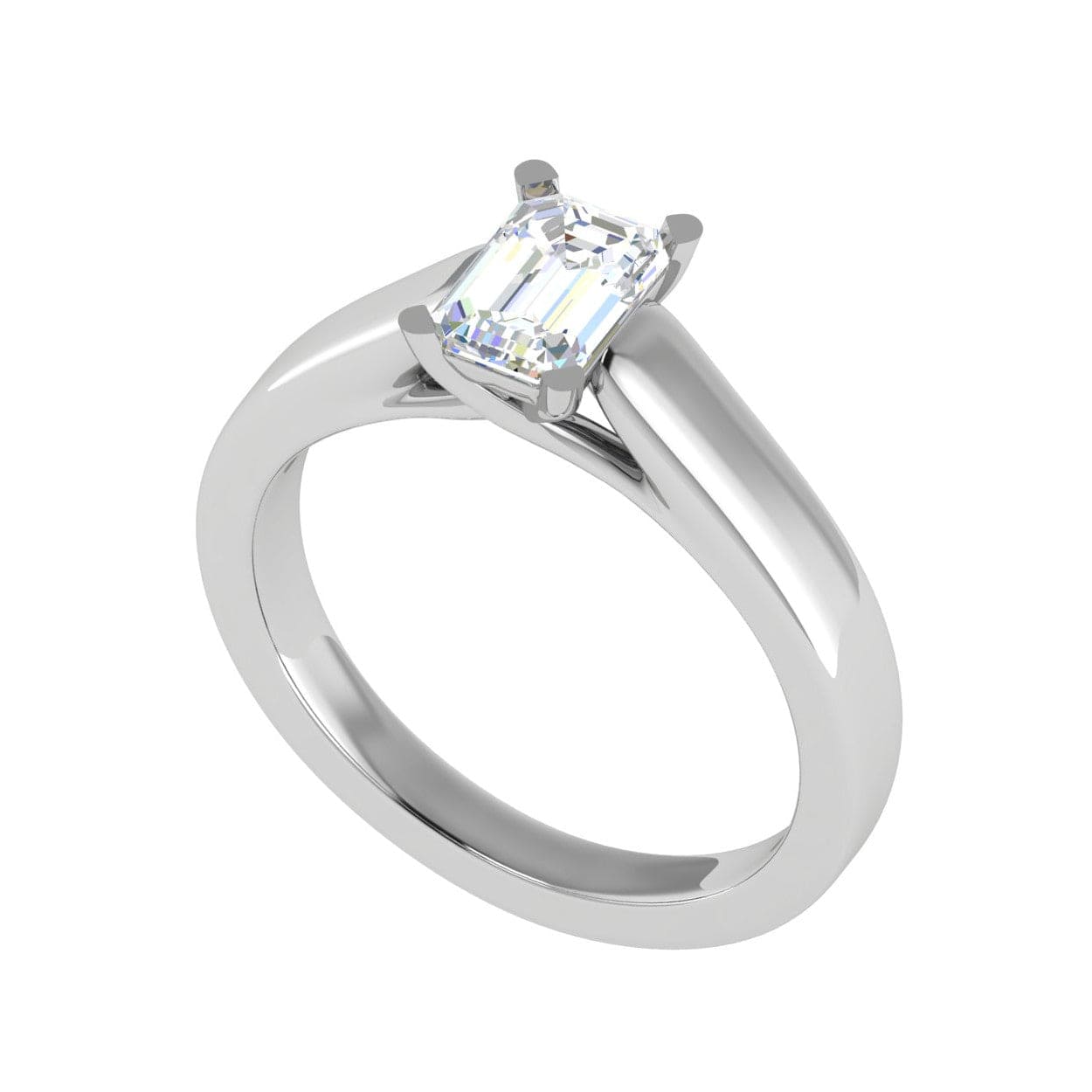 Jewelove™ Rings E VVS / Women's Band only 0.70 cts Emerald Cut Solitaire Diamond Platinum Ring JL PT RS EM 127