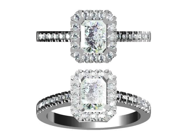 Jewelove™ Rings E VS2 / Women's Band only 0.70 cts. Emerald Cut Solitaire Ring in Platinum Halo Setting JL PT 469-A