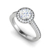 Jewelove™ J VS / Women's Band only 0.70 cts Halo Diamond Shank Solitaire Platinum Ring JL PT RH RD 150