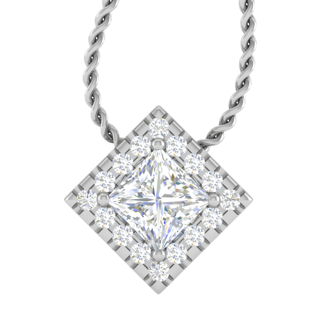 Jewelove™ Pendants 0.70 cts. Platinum Princess Cut Solitaire Pendant for Women JL PT P PF PR 112