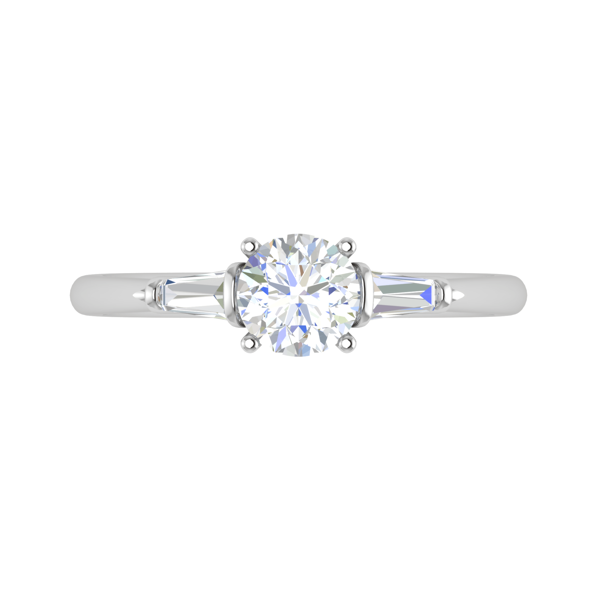 Jewelove™ Rings J VS / Women's Band only 0.70 cts. Platinum Solitaire Diamond Ring with Baguette Accents JL PT R3 RD 117