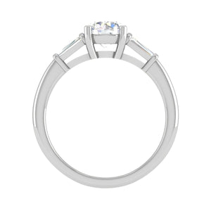 Jewelove™ Rings J VS / Women's Band only 0.70 cts. Platinum Solitaire Diamond Ring with Baguette Accents JL PT R3 RD 118