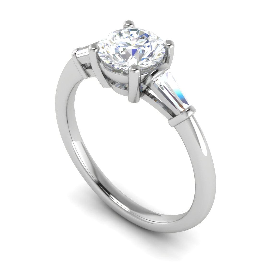 Jewelove™ Rings J VS / Women's Band only 0.70 cts. Platinum Solitaire Diamond Ring with Baguette Accents JL PT R3 RD 118