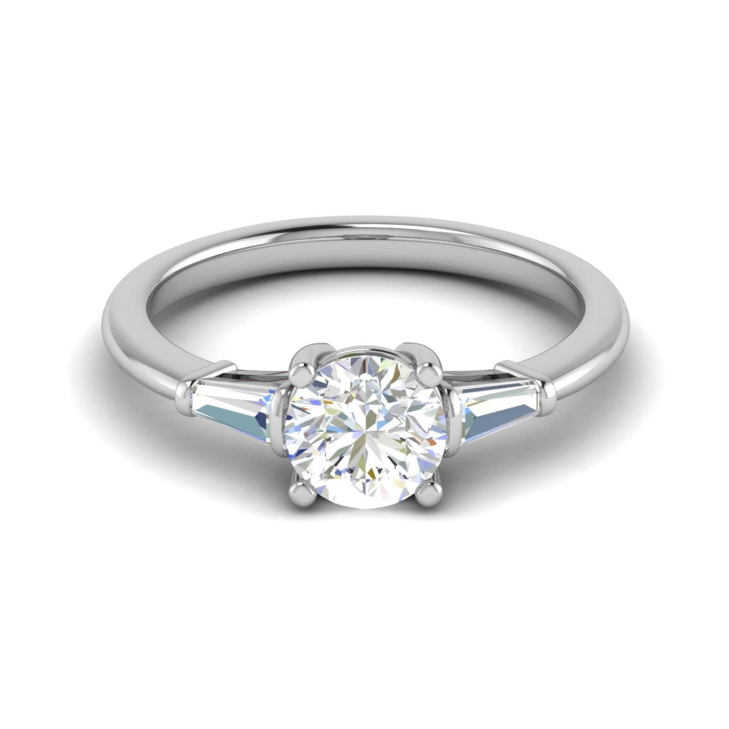 Jewelove™ Rings J VS / Women's Band only 0.70 cts. Platinum Solitaire Diamond Ring with Baguette Accents JL PT R3 RD 118