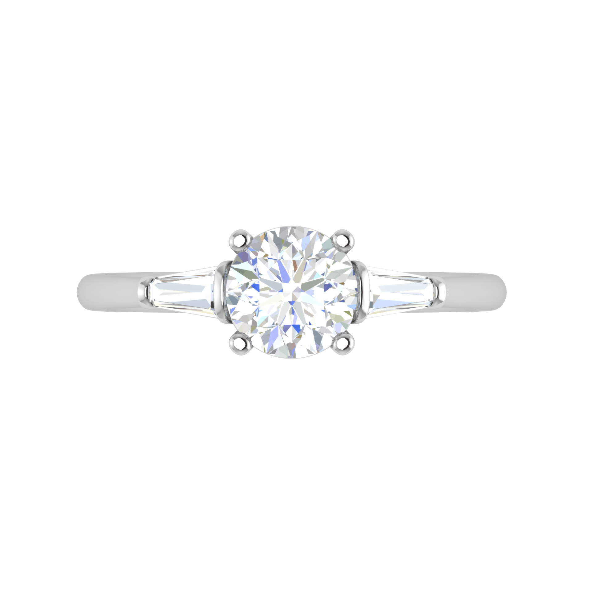 Jewelove™ Rings J VS / Women's Band only 0.70 cts. Platinum Solitaire Diamond Ring with Baguette Accents JL PT R3 RD 118