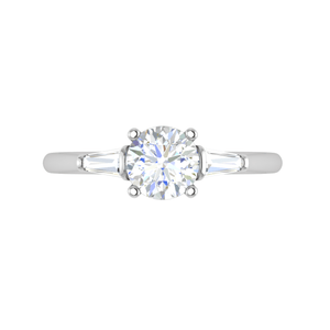 Jewelove™ Rings J VS / Women's Band only 0.70 cts. Platinum Solitaire Diamond Ring with Baguette Accents JL PT R3 RD 118