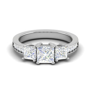 Jewelove™ Rings I VS / Women's Band only 0.70 cts. Princess Cut Solitaire Platinum Shank Diamond Ring JL PT R3 PR 132