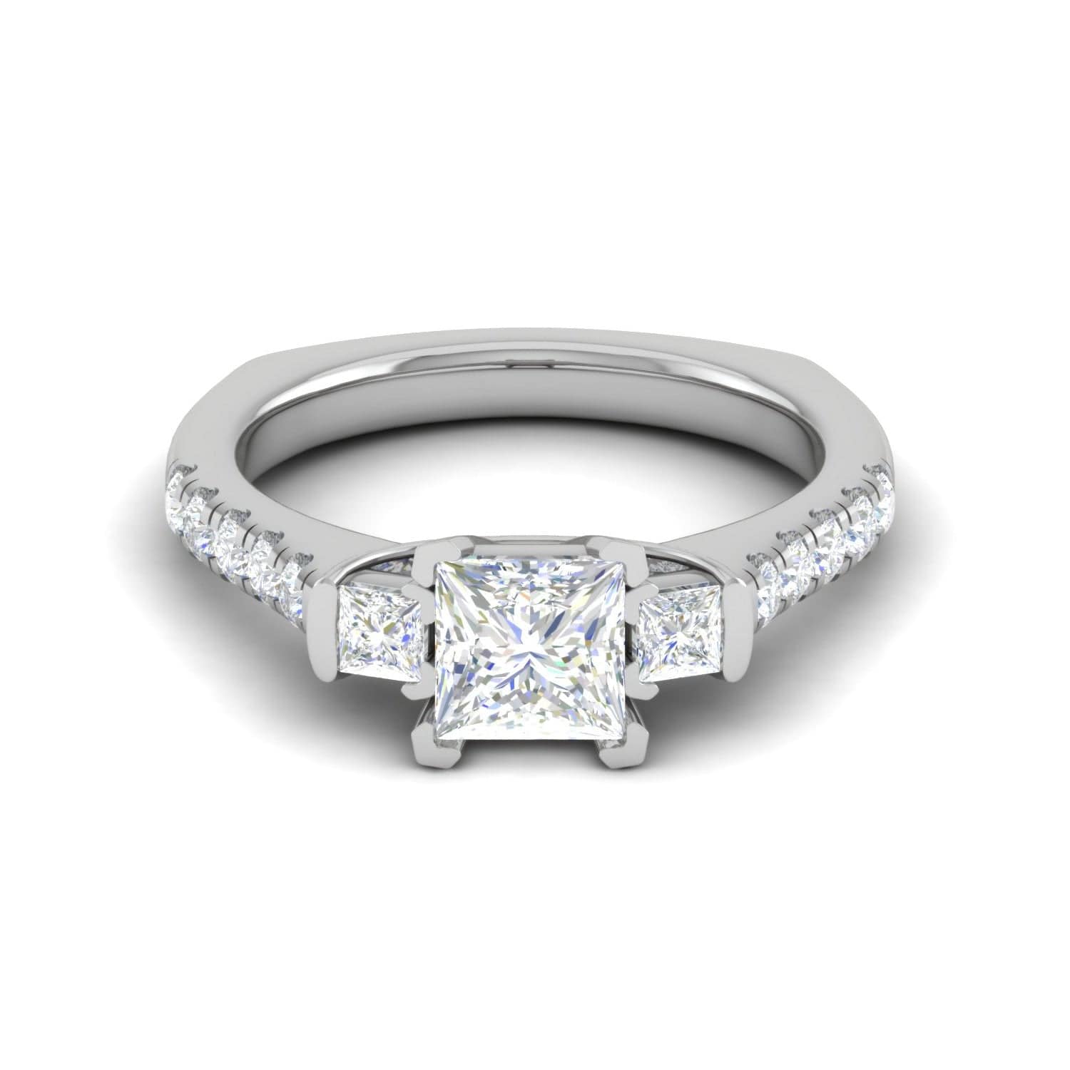 Jewelove™ Rings I VS / Women's Band only 0.70 cts. Princess Cut Solitaire Platinum Shank Diamond Ring JL PT R3 PR 143