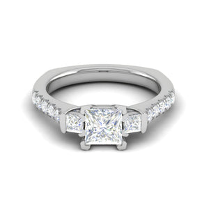 Jewelove™ Rings I VS / Women's Band only 0.70 cts. Princess Cut Solitaire Platinum Shank Diamond Ring JL PT R3 PR 143