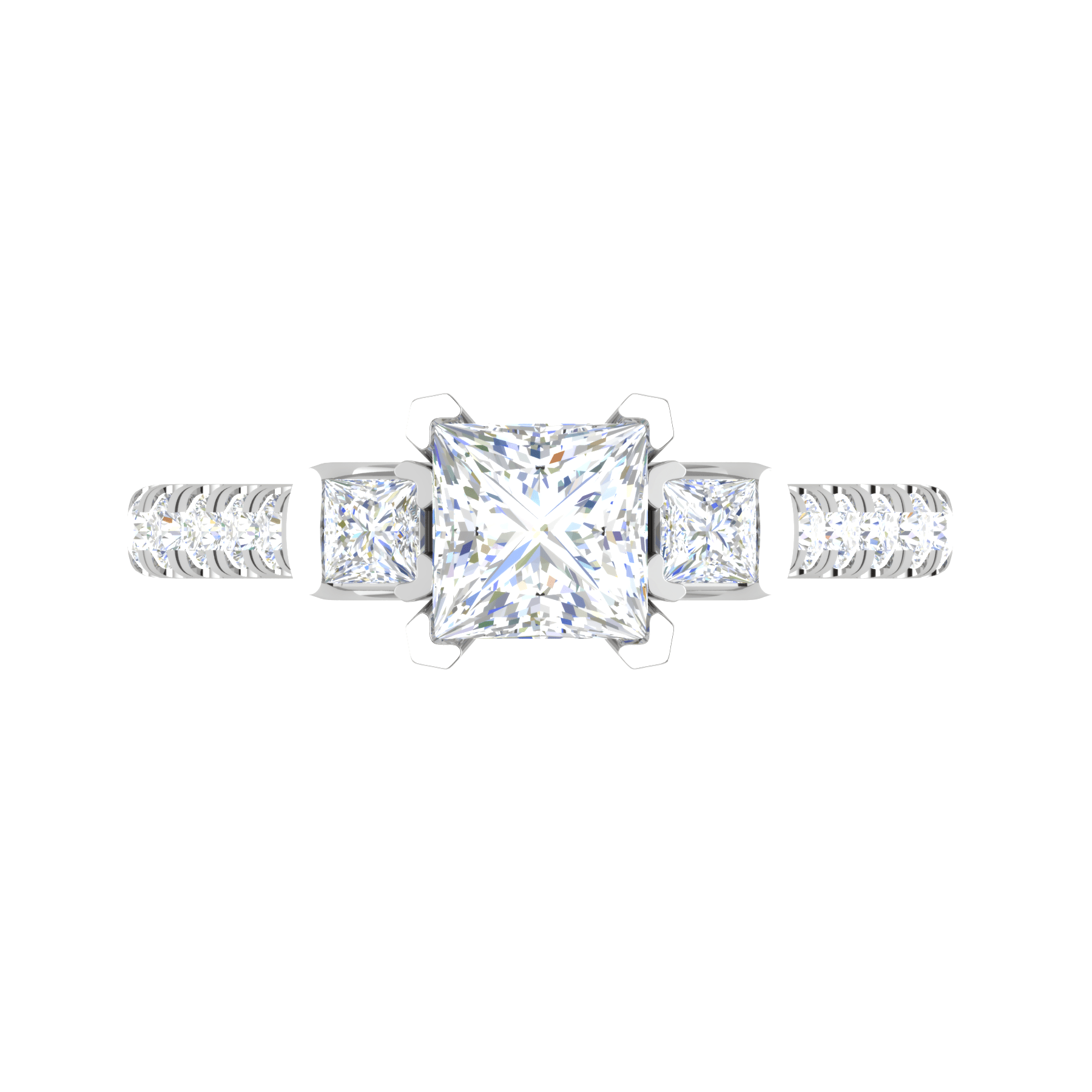 Jewelove™ Rings I VS / Women's Band only 0.70 cts. Princess Cut Solitaire Platinum Shank Diamond Ring JL PT R3 PR 143